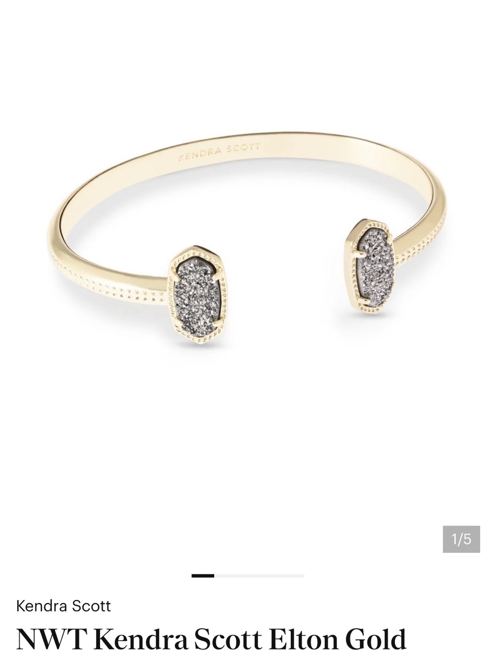 Kendra Scott Gold Open Cuff Bracelet with Silver Druzy Accents
